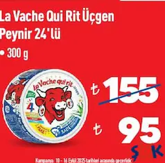 LA VACHE QUİ RİT ÜÇGEN PEYNİR 24'LÜ 300 G fiyat ve kampanya bilgisi
